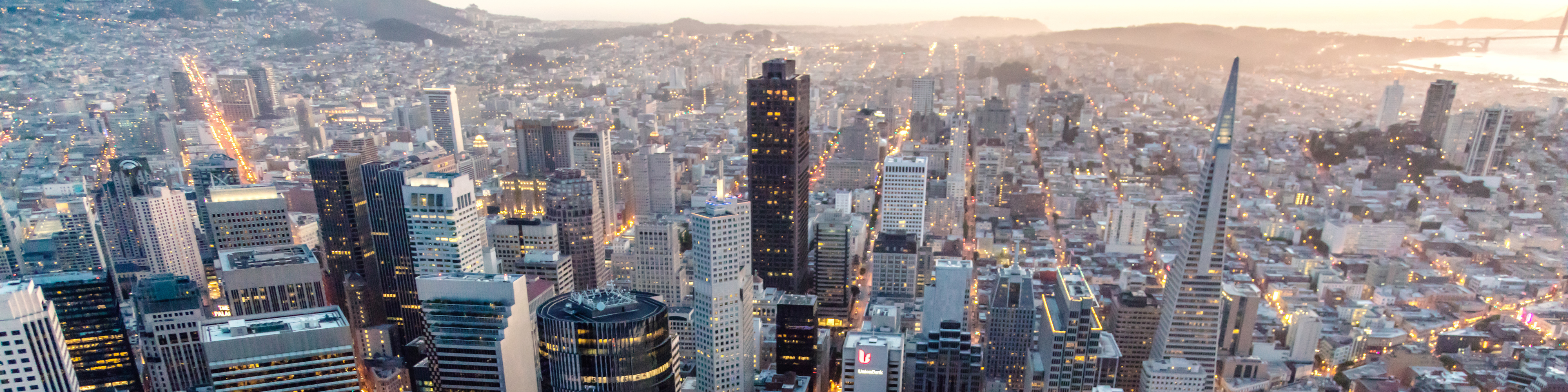 Aerial of financial district, San Francisco, USA
