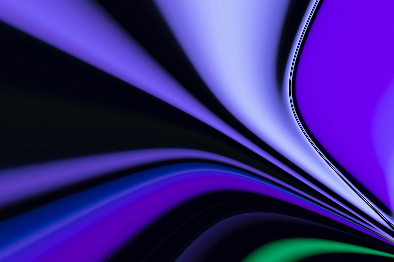 Abstract background with infinite light trails of lilac color on a black background